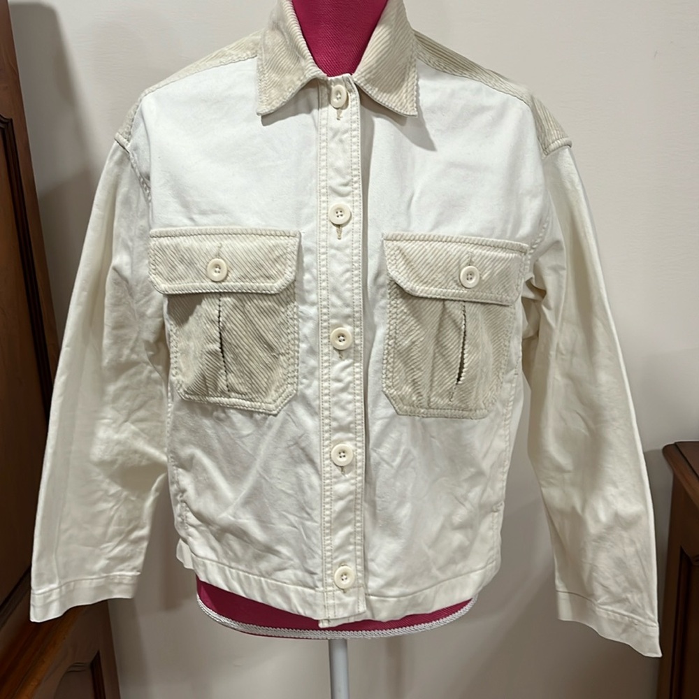 Madewell Chino boxy shirt jacket. NWOT. XS Beige